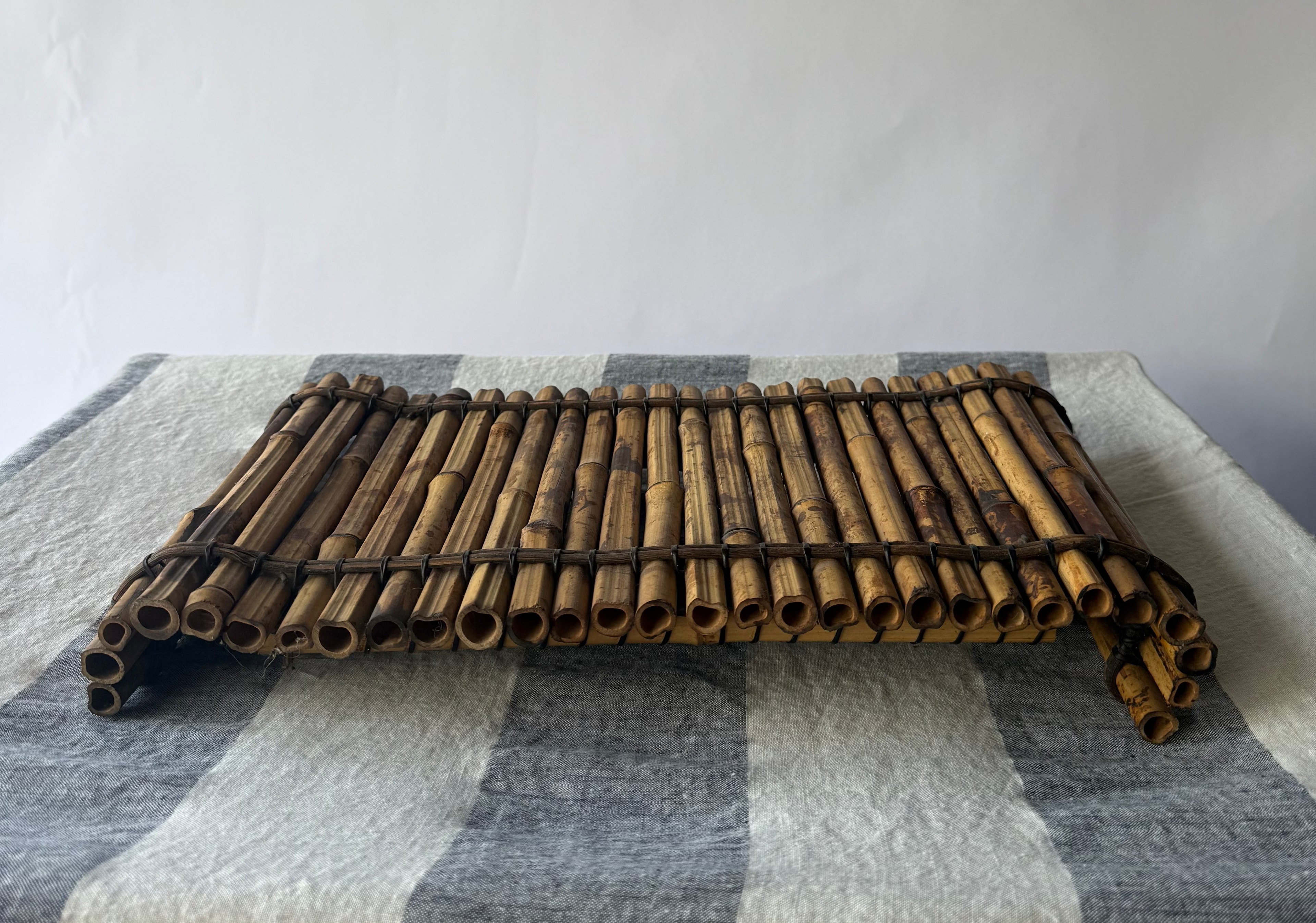 Vintage Curved Bamboo Tray